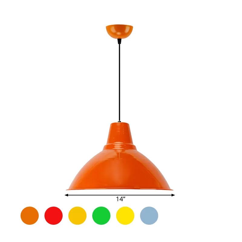 Bowl Shade Coffee Shop Ceiling Lamp Industrial Industrial Metal 1 Light Red/Yellow Pendant Lamp
