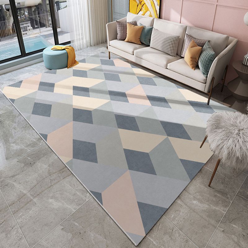 Geometric Area Rug Modern Contrast Panel Rug Polyester Stain Resistant Carpet for Living Room