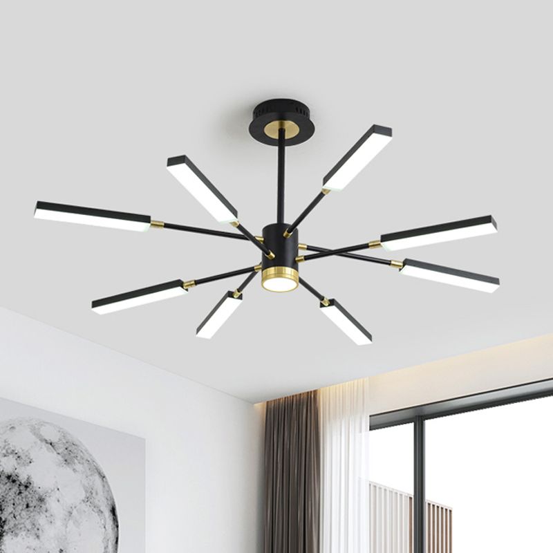 Sputnik Hanging Light Kit Modernism Metal 6/8 Heads Black Pendant Chandelier in Warm/White Light