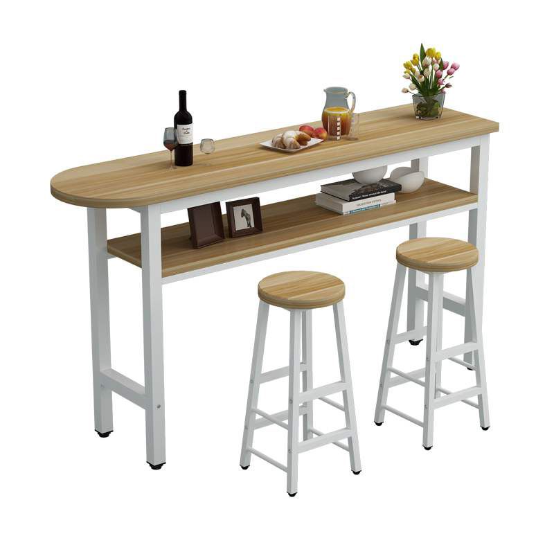 Artificial Wood Bar Dining Table Modern Counter-height Pub Table with Shelf