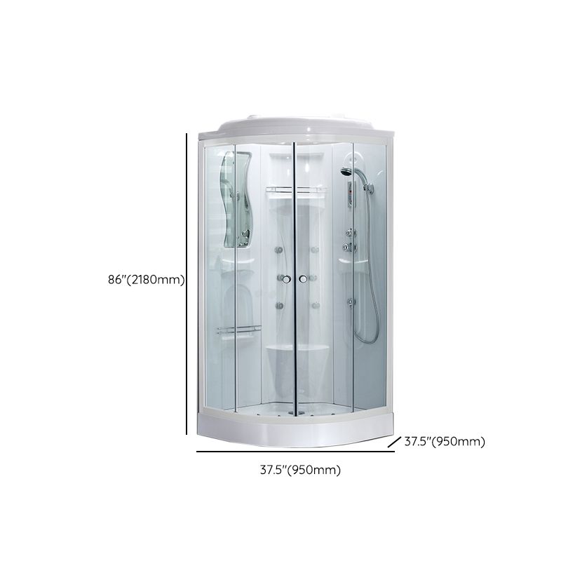 Neo-Round Shower Stall White Tempered Glass Shower Stall with Door Handles