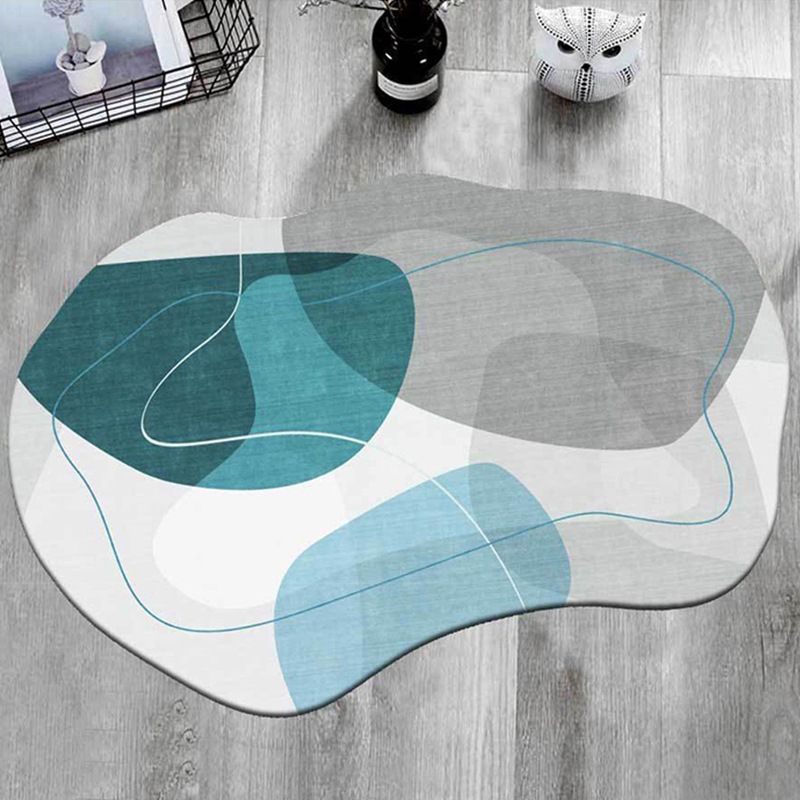 Novelty Color Block Carpet Casual Polyester Rug Non-Slip Backing Area Rug for Living Room