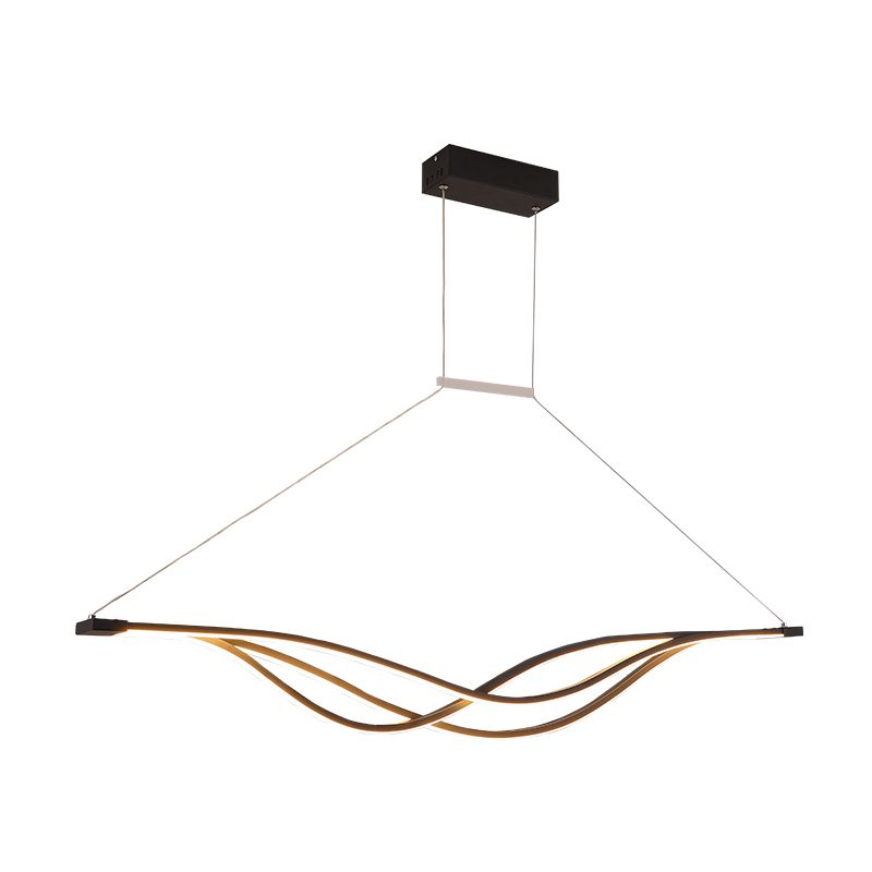 Luminaire île en forme d'onde en métal lampe à suspension à LED minimaliste pour salle à manger