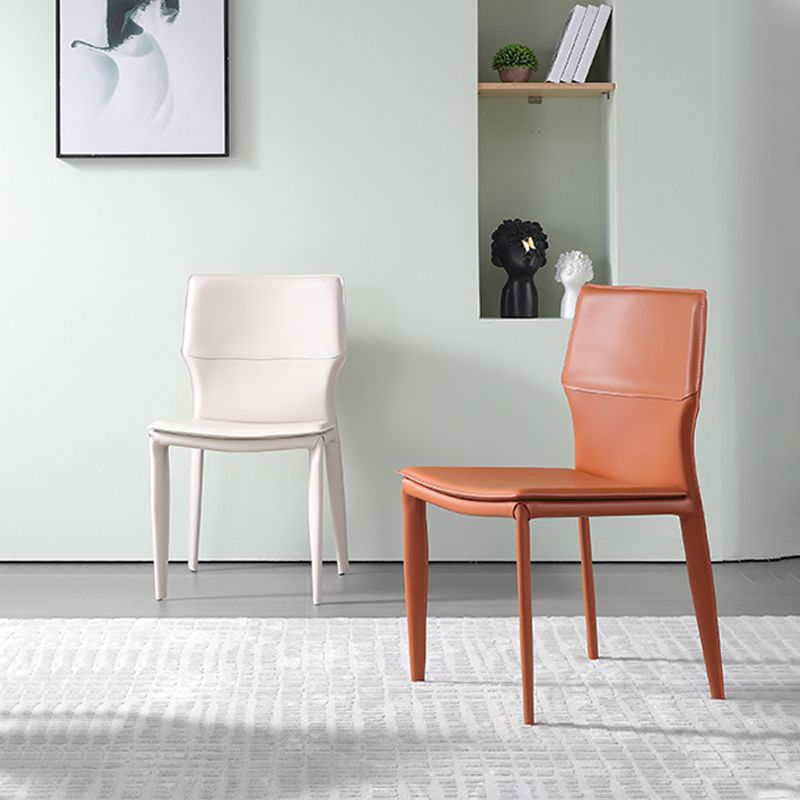 Designer Style Armless Chair Leather Upholstered Indoor Chair for Restaurant