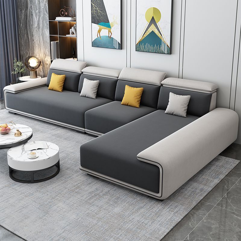30.3"H Modern Faux Leather Square Arm Sofa & Chaise for Living Room