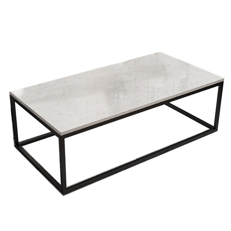 Marble Metal Frame Coffee Table Luxurious Rectangular Cocktail Table
