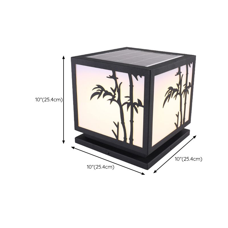 Black Square Pillar Lamp Waterproof Outdoor Solar Lights for Garden