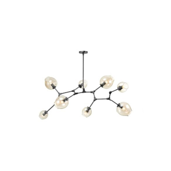 Iluminación de araña de burbujas de vidrio contemporáneo 3/5 cabezas lámpara colgante ajustable en acabado negro/dorado