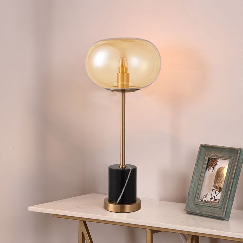 Alien-Nachttischlampe klar/rauchgraues Glas 1-Licht-Designer Nachtständer hell in Schwarz/Weiß