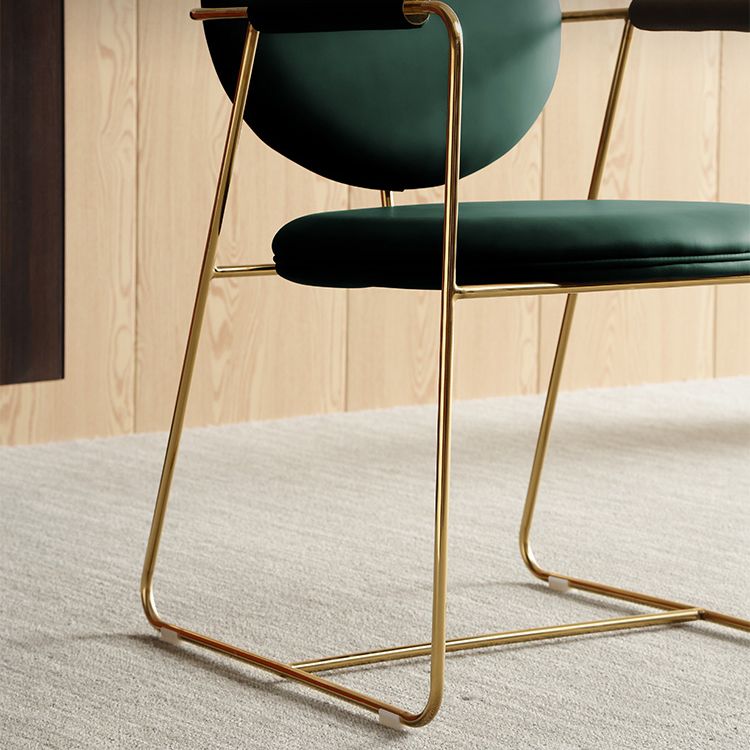 Glam Upholstered Dining Side Chair Gold Legs Kitchen Arm Chair