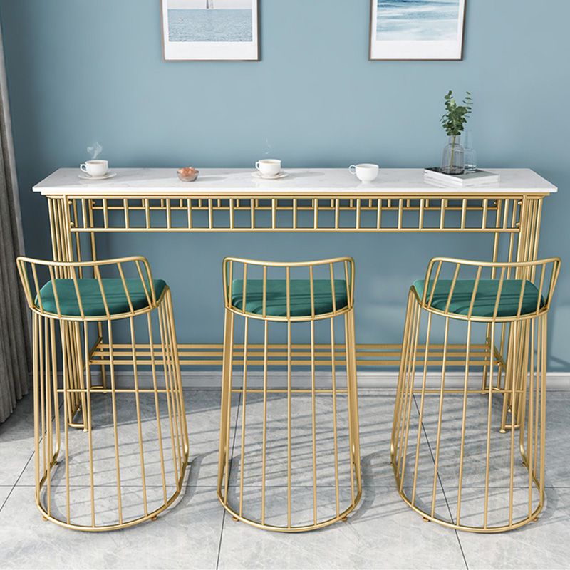 Industrial Rectangle Bistro Bar Desk Faux Marble Bistro Table for Indoor