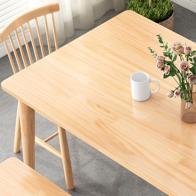 Modern Rectangular Natural Rubberwood Dining Table with 4 Legs