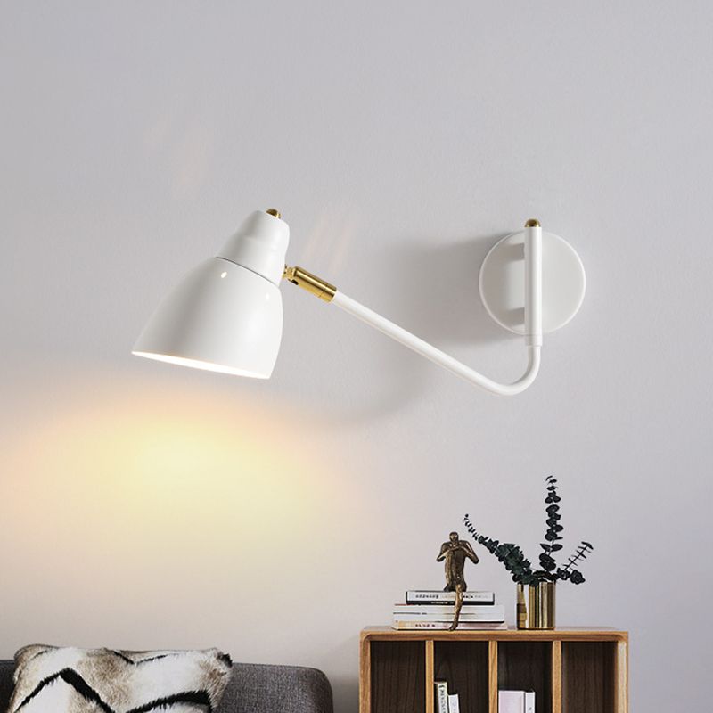 Black / White / Gold 1 - Light Wall Light Adjustable Metal Wall Armed Sconce