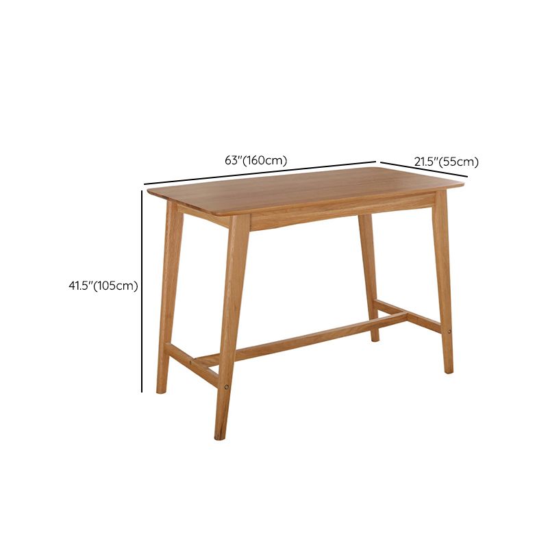 Modern Style Rectangle Bar Table Brown Solid Wood Bar Dining Table with Footrest
