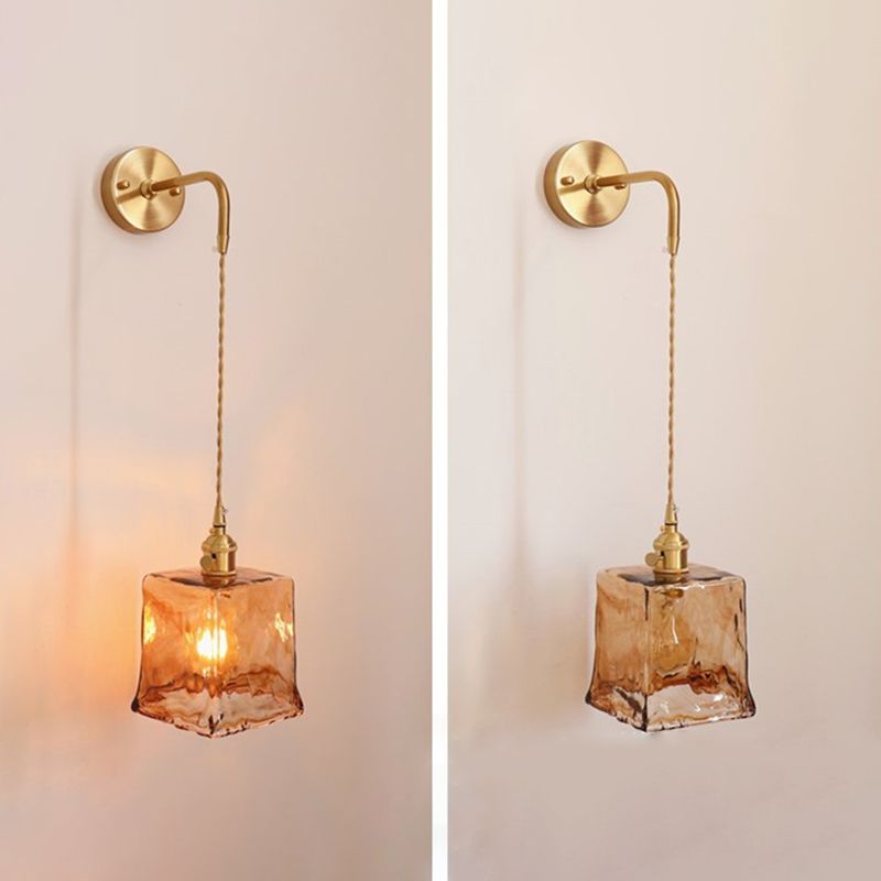 Binnen 1-Bulb Down Light Wall SCONCE LICHTING INDUSTRIËLE BRUIN GLAS SCONCE LICT BEMIDING