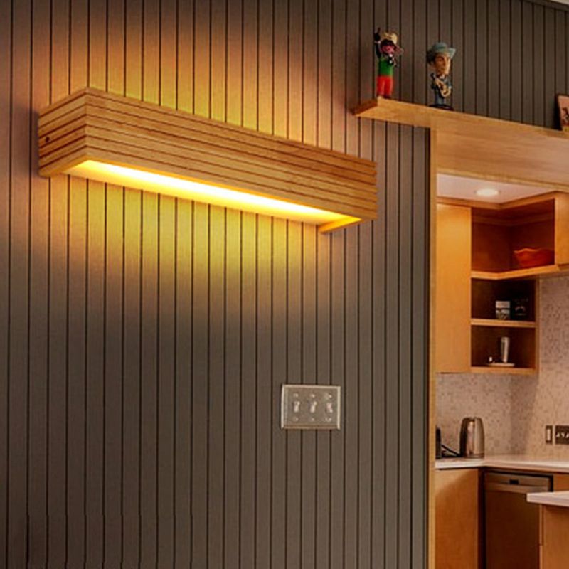 Wood Rectangular Vanity Wall Lights Contemporary Style 1 Light Vanity Lighting Ideas