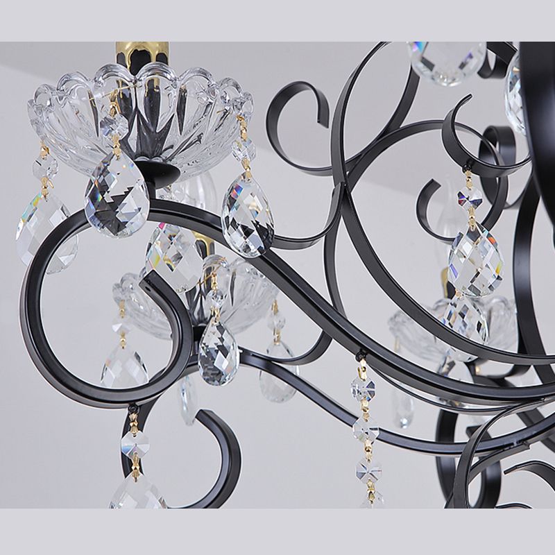 Crystal 6 Lights Hanging Ceiling Lights Raindrop European Suspended Lighting Fixture for Living Room