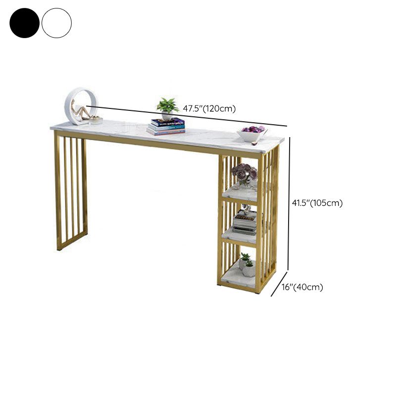 Industrial Rectangle Bar Height Table Faux Wood Bar Table with Storage Base