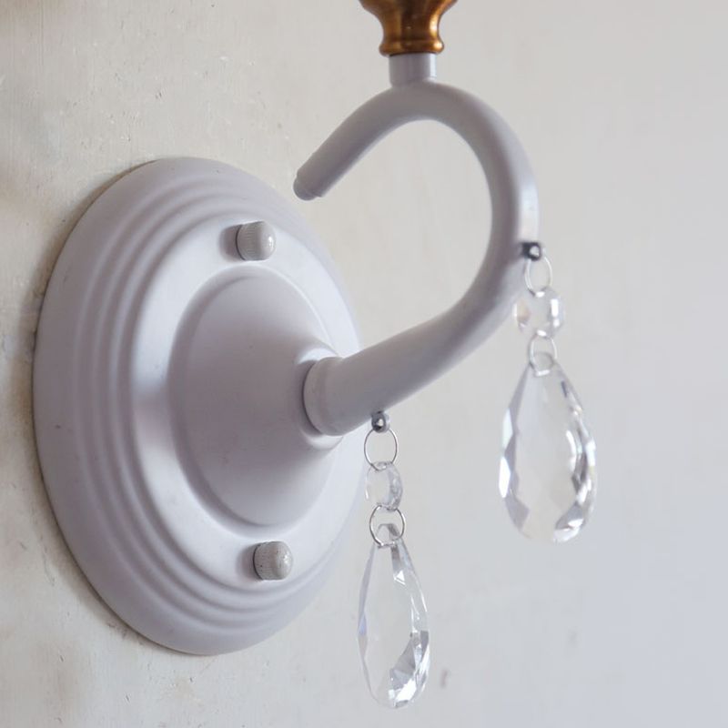 Single Light King SCONCE Licht met helder kristal cartoonhars sconce lamp in wit voor trapfoyer