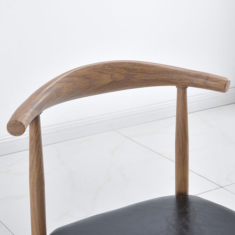 Modern Style Kitchen Leather Dining Chair Ladder Back Side Chair of 16" Wide with Metallic Base