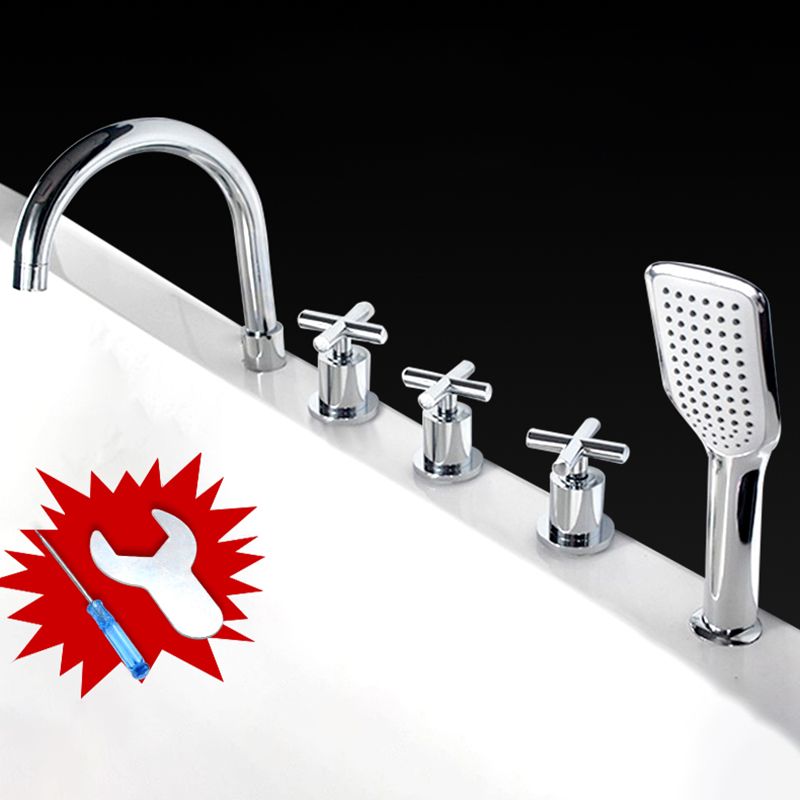 Contemporary Style Bathroom Faucet Metal Deck Mounted Bathroom Faucet