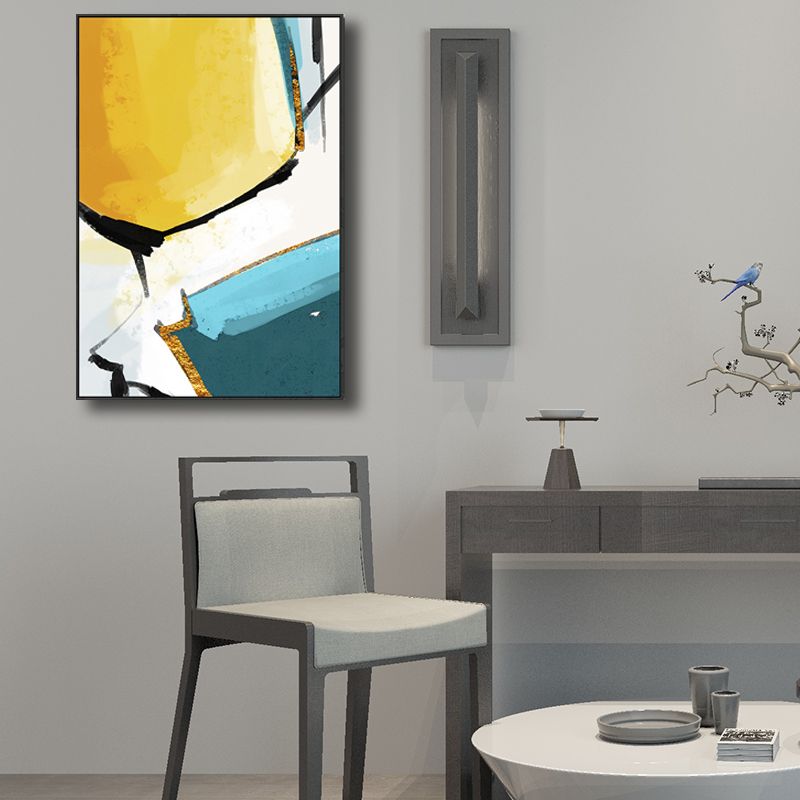 Abstract Pattern Painting Yellow Canvas Wall Art Textured, Multiple Sizes Available