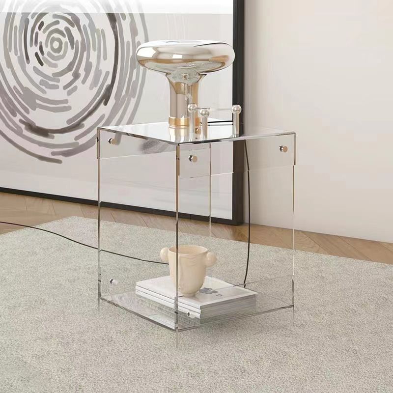 Contemporary Bedside Cabinet Acrylic Lower Shelf Bed Nightstand