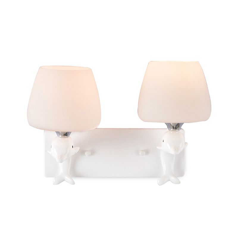 Modern Vanity Lighting Dolphin Wall Light Fixture in White for Bathroom