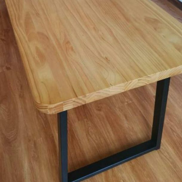Rectangle Sled Base Industrial Table Wood Color Fixed Table of Solid Wood
