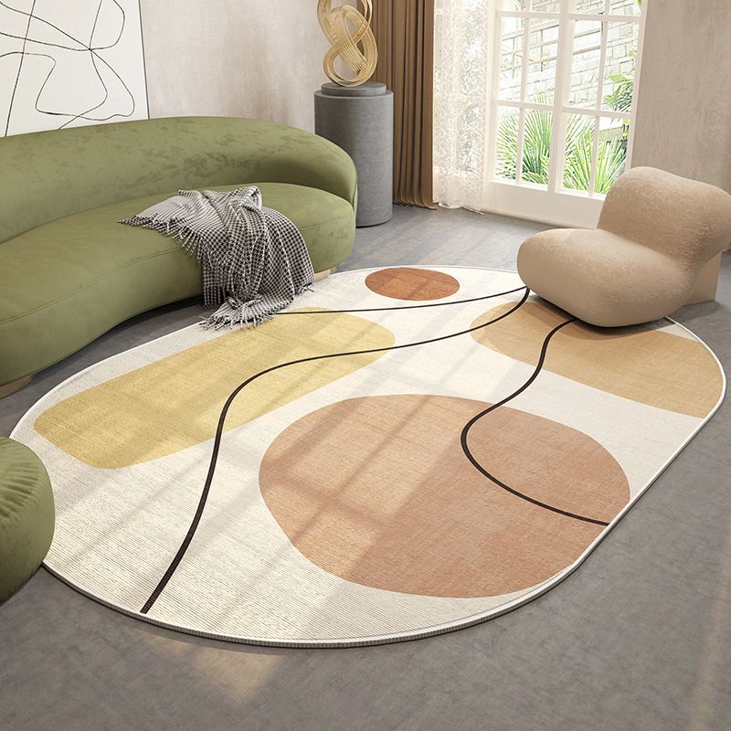 Orange Nordic Rug Polyester Color Block Rug Washable Rug for Living Room