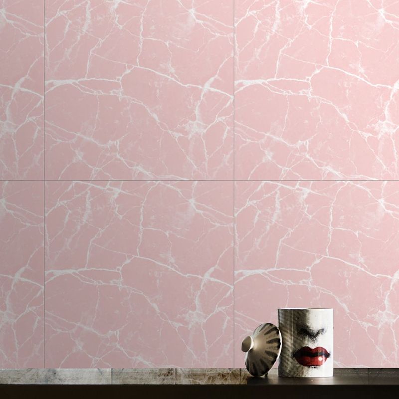 Pink Marble Look Wallpaper Panels Peel and Paste Modernist Bedroom Wall Covering