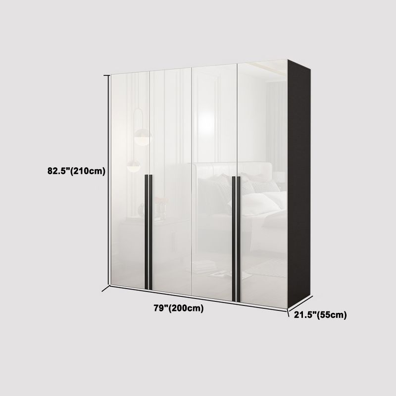 Mirrored Finish Wardrobe Armoire Modern Style Engineered Wood Wardrobe