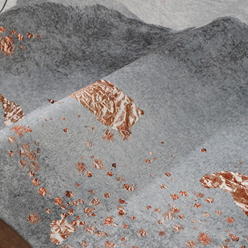 Grey Living Room Carpet Modern Chenille Abstract Pattern Area Rug Stain Resistant Washable Rug