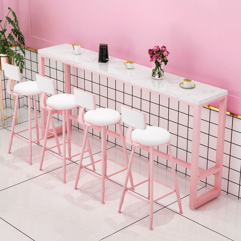 Glam 1/5 Pieces Bar Table Set Rectangle Stone Counter Table with High Stools