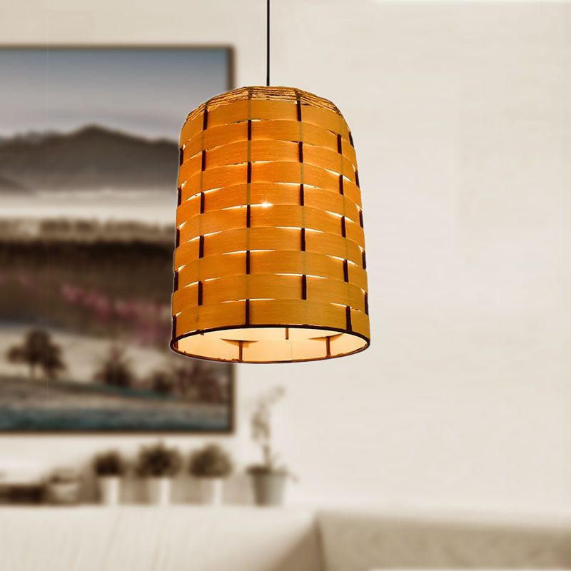 10 "/12" breite Kuppel anheitige helle zeitgenössische hölzerne 1 leichte Restaurant Hanging Lampe in Beige