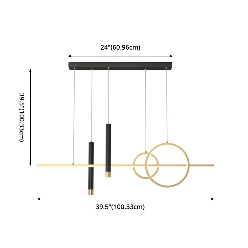 Wrought Iron LED Island Light in Modern Luxury Style Acrylic Linear Pendant Light for Dining Room