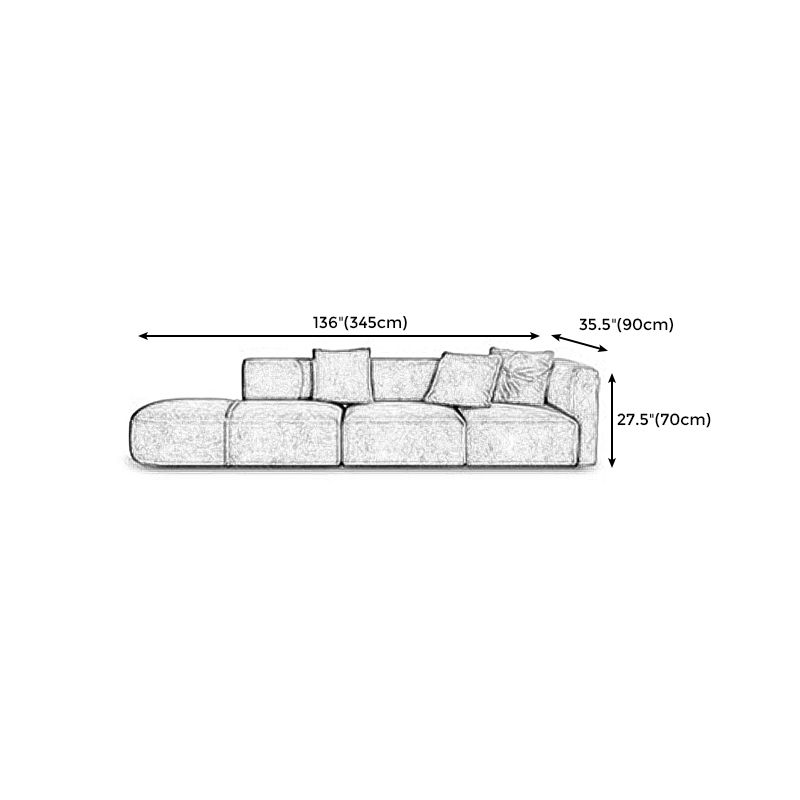 Velvet One Arm Sectional Sofa 27.56"High Tight Back Sofa for Living Room