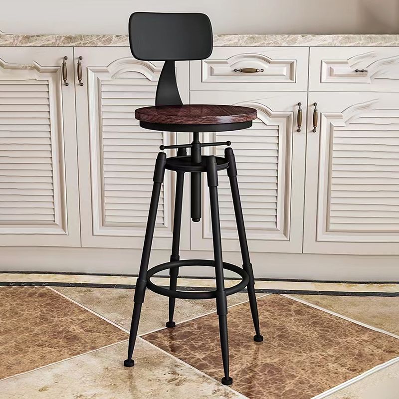 Modern Armless Rotatable Counter Stool Iron Cafe Bar Stool with Seat and Pedal
