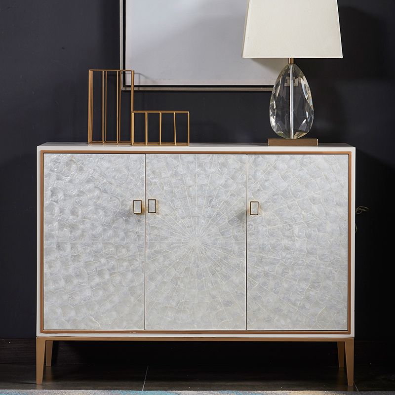 Modern Living Room Buffet Wood and Metal Sideboard Buffet in White