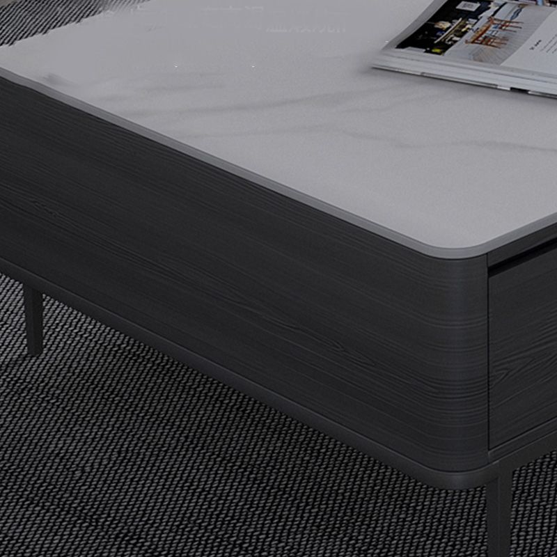 Rectangular Slate 4 Legs Coffee Table Modern 1 Single Cocktail Table with 4 Drawers