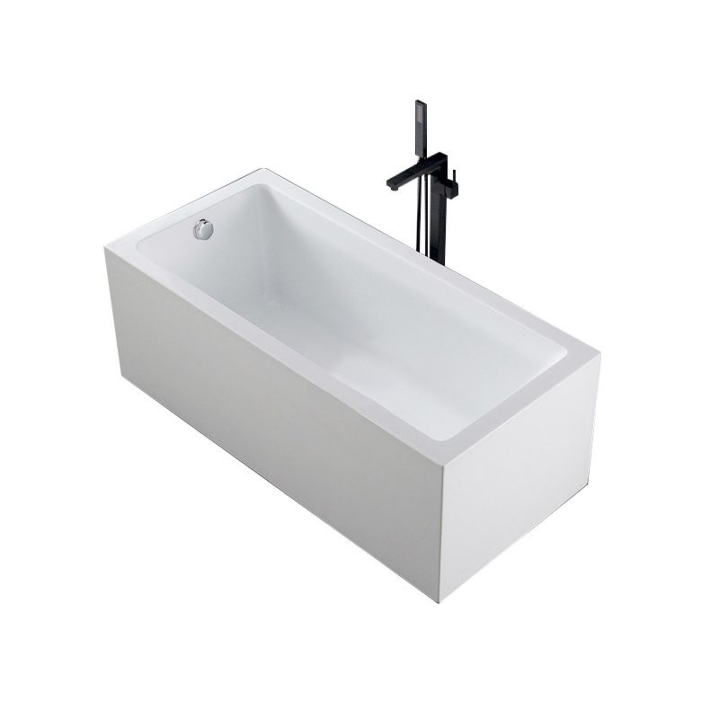 White Acrylic Rectangular Bathtub Soaking Freestanding with Left Drain
