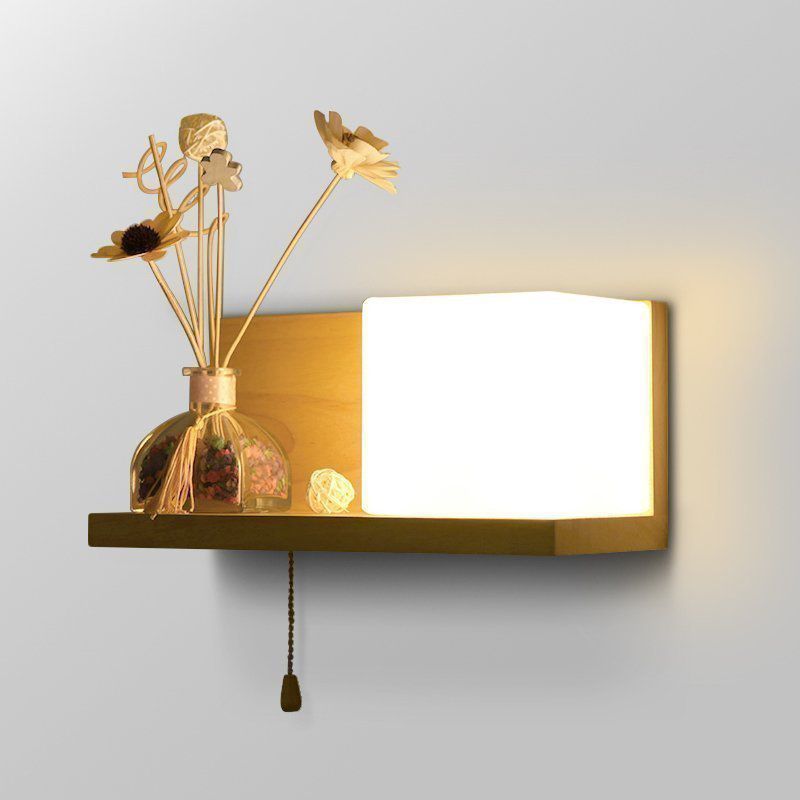 Glass Log Color Wall Lamp in Modern Concise Style Wooden Rectangular Wall Light without Decorations