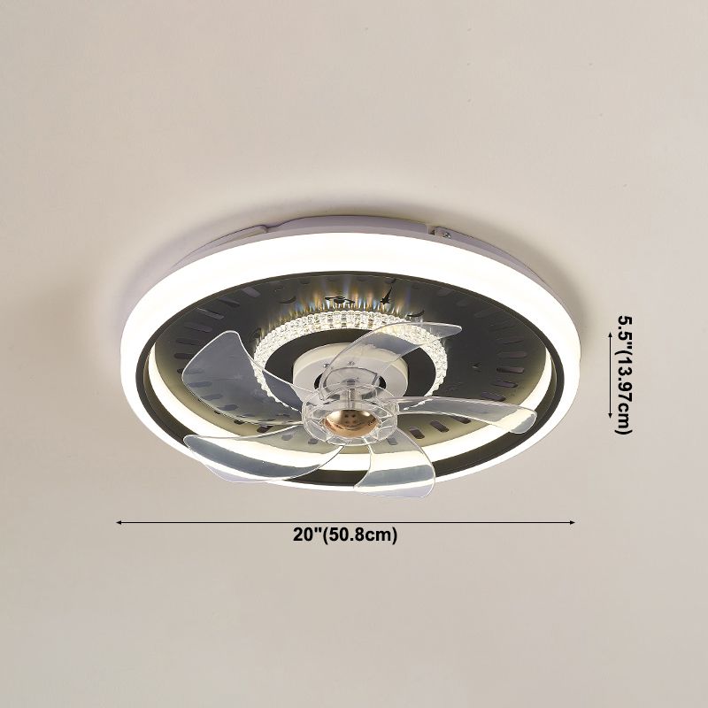 Contemporary Round Fan Light Metal 20" Wide LED Flush Mount Light for Bedroom