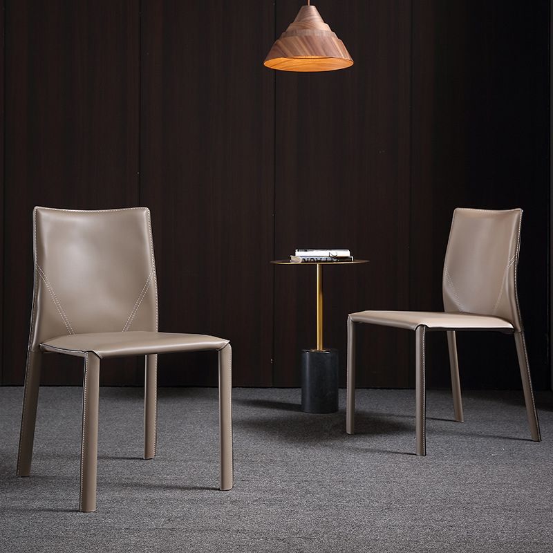 Faux Leather Kitchen Dining Chairs Upholstered Side Chairs with Metal Base