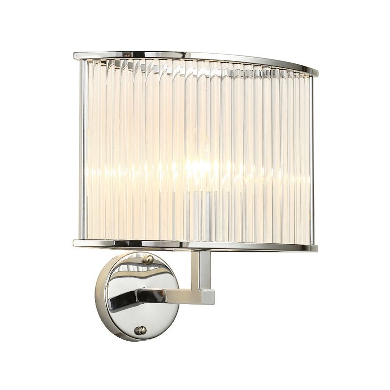 1 Bulb Oblong Wall Lamp Modern Silver Finish Clear Crystal Tube Shade Wall Sconce Lighting