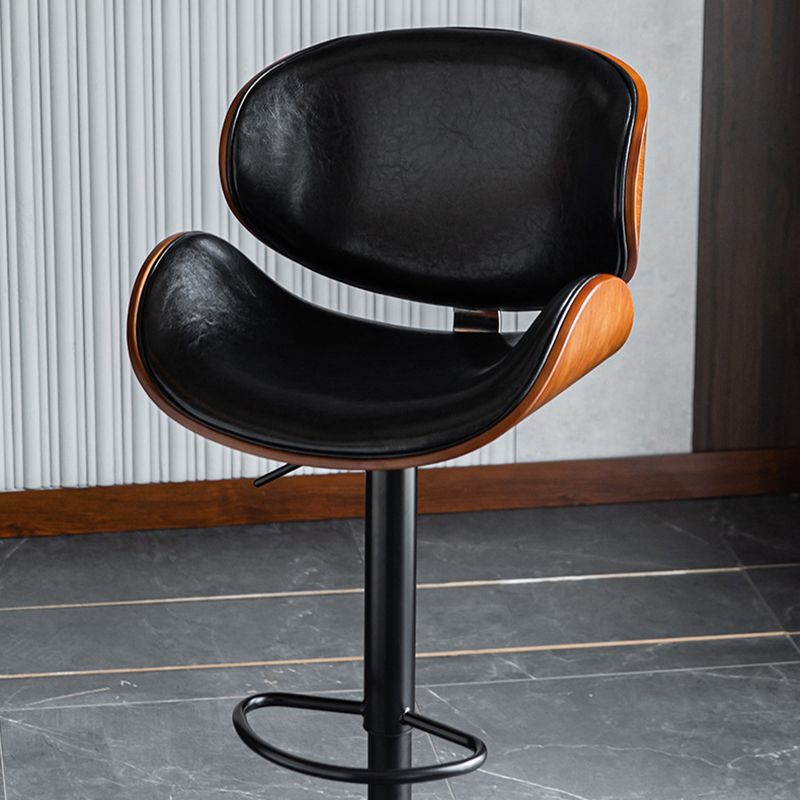 Scandinavian Adjustable Height Metal Counter Stools Wood Low Back Bar Stools (Set of 2)