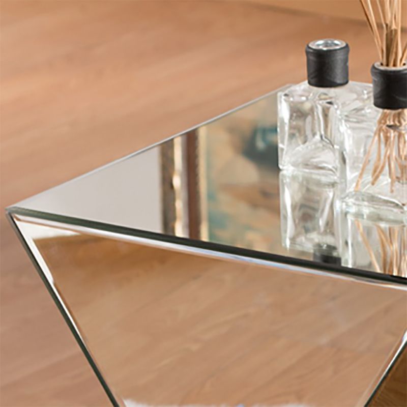 Contemporary Side Table Glass Pedestal Square Living Room End Table