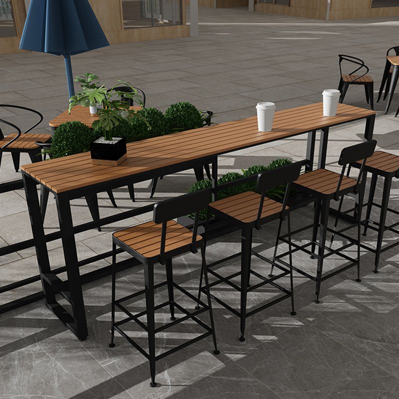 Industrial 41.3"H Bar Table Rectangular Wooden Top Table for Patio