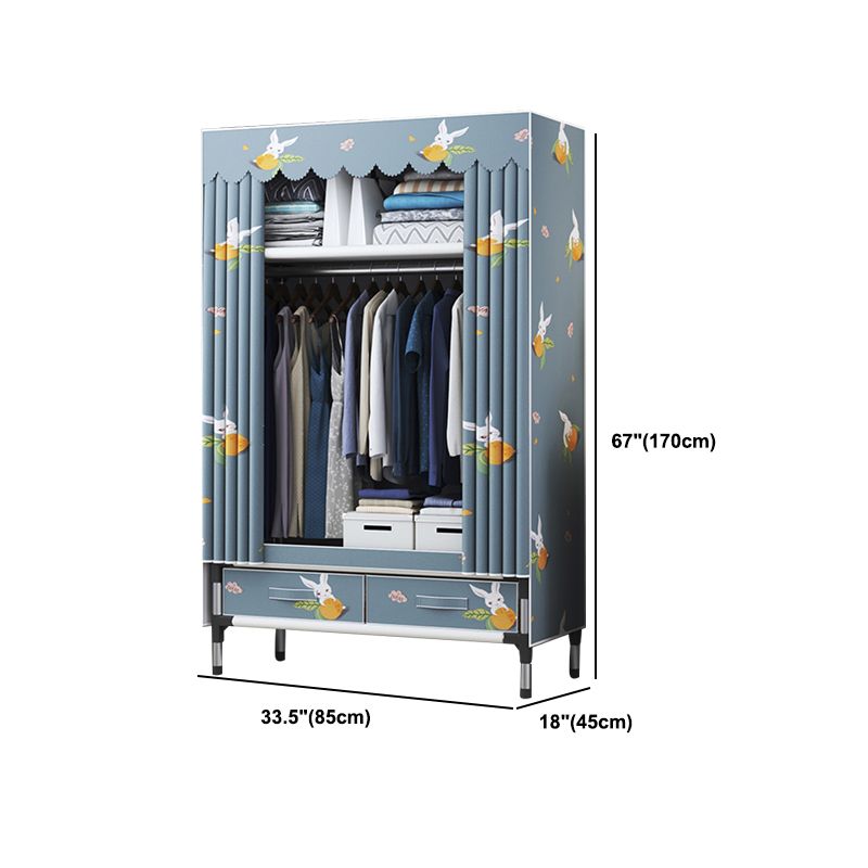 Contemporary Style Wardrobe Metal 1-Door Wardrobe Closet for Home