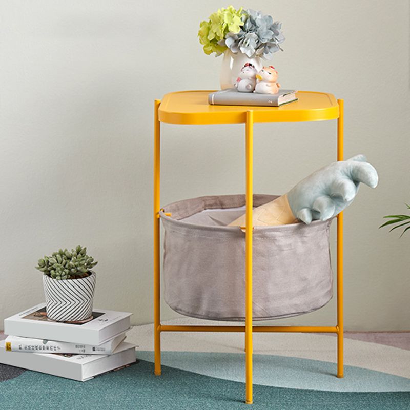 Tray Top Metal Coffee or End Table with Storage Four Legs Base